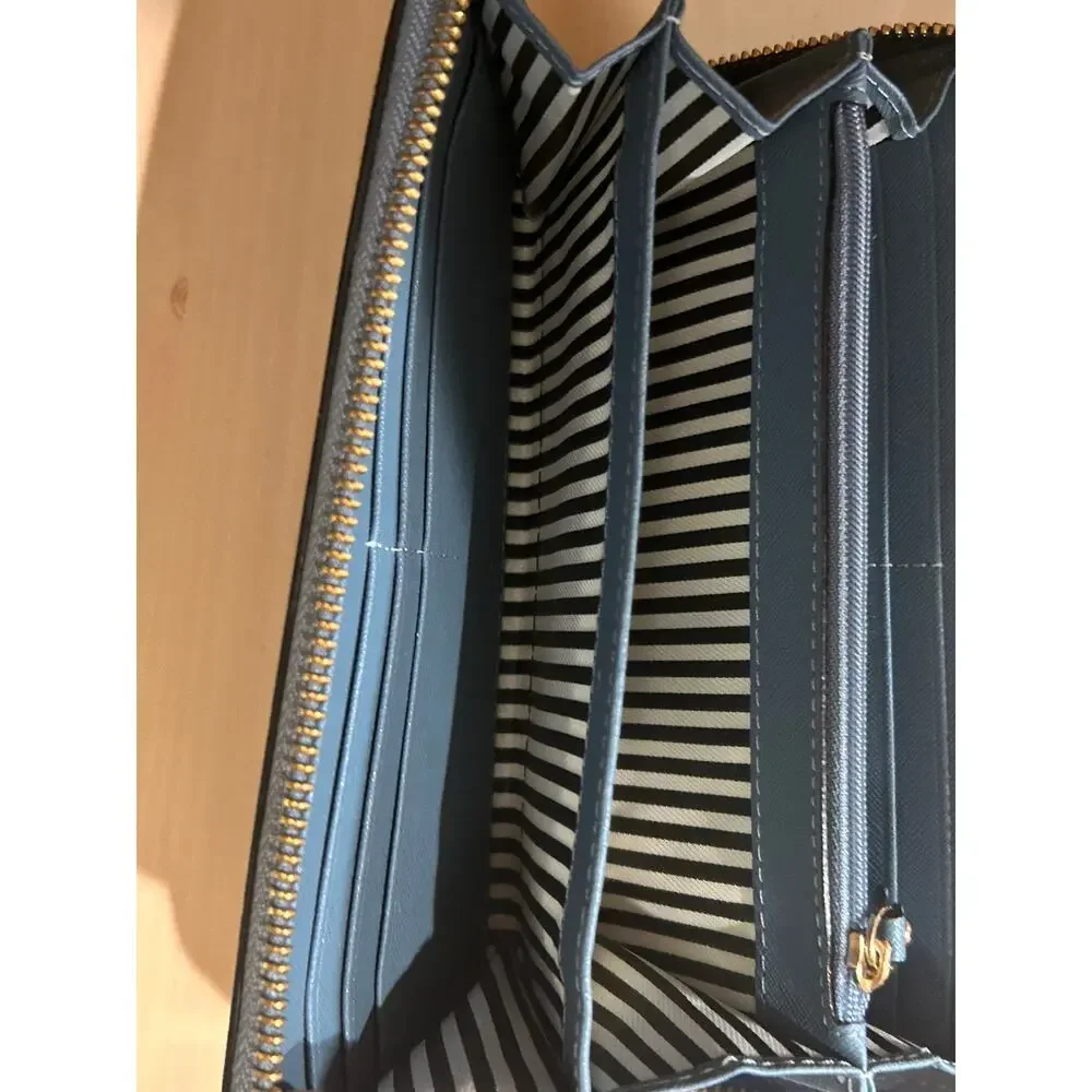 Kate Spade Saffiano Leather Zip Around Continental Wallet Blue Clutch Staci L